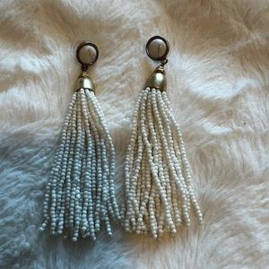 Stella and Dot white tassel earrings